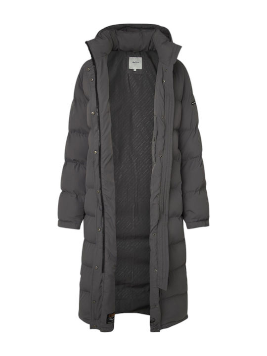 Bibi Women's Long Puffer Jacket for Winter Gray