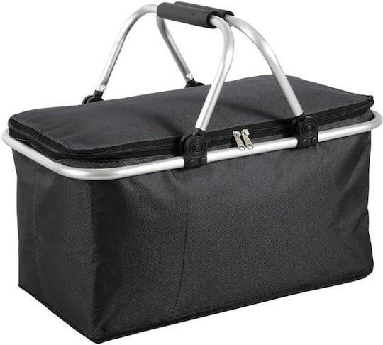 Geantă frigorifică Zola pentru picnic, depozitare alimente, mânere din plastic, aluminiu, negru, 48x28x22 cm