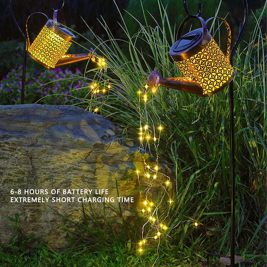 Lampă decorativă solară Ubx Stropitoare de apă Lumină curgătoare 60 LED-uri Lumină alb cald