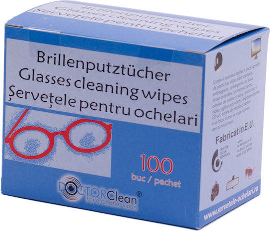 Brillenreinigungsset 100 Tücher 100ml Reinigungslösung Doctor Clean