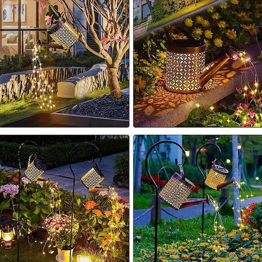 Lampă decorativă solară Ubx Stropitoare de apă Lumină curgătoare 60 LED-uri Lumină alb cald