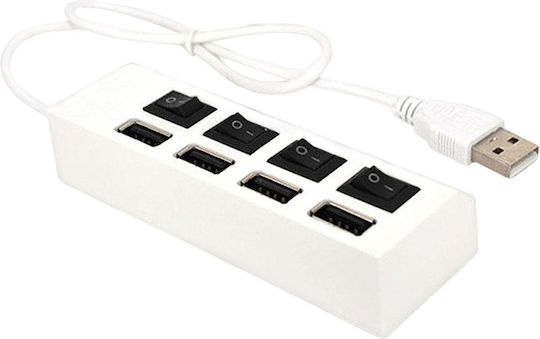 Активен USB 2.0 хъб Zola 4 порта, съвместим с интерфейси 1.1 и 1.0, пластмасов, 10.5x3x2 см, бял