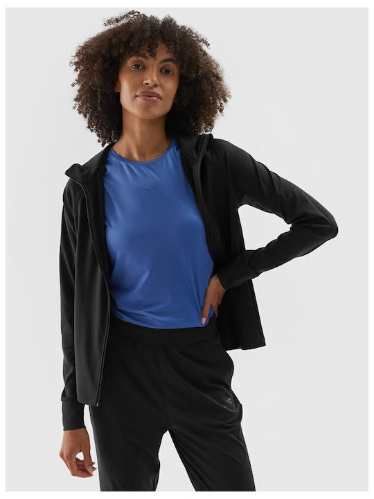 Functional Long Women's Sweatshirt Jacket Hooded Black