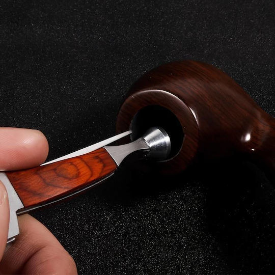 3-in-1 Tobacco Pipe Tool Tamper+Scraper+Needle Wood Steel