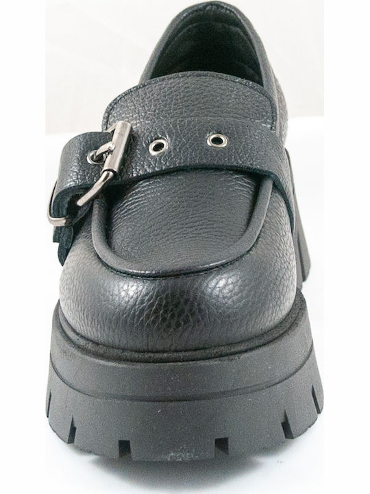 Leather Women's Moccasins in Black Color