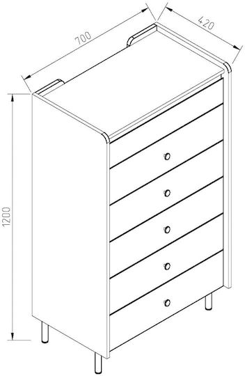 Συρταριέρα Κρεβατοκάμαρας Forza mit 6 Schubladen Boras/oak-ashy 120x42x70cm