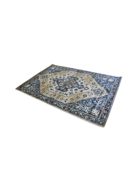 Hardal Rug Rectangular Cotton Blue