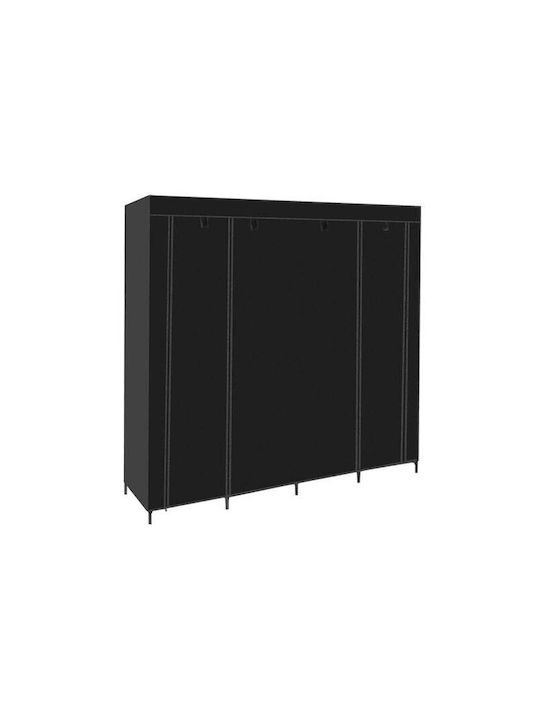Fabric Wardrobe with Zipper and Shelves in Black Color 170x42x170cm