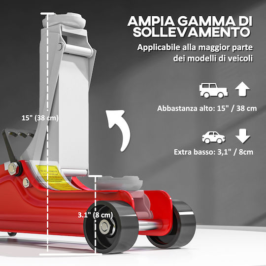 HomCom Hydraulic Carriage Jack with Lifting Capacity up to 38cm and Weight Capacity up to 2.5 Tons