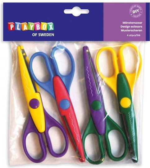 Playbox Kinder Schere für Handwerksarbeiten 16cm mit Kunststoff Klinge 4Stück
