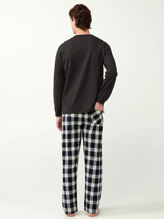 Vamp Χειμερινή Ανδρική Μπλούζα Πιτζάμας Fleece Blue Caviar