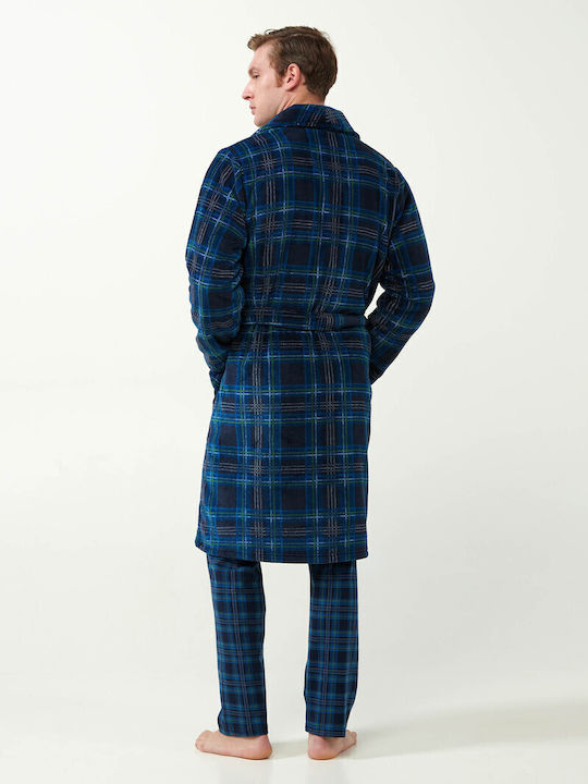 Vamp Χειμερινή Ανδρική Ρόμπα Fleece Blue