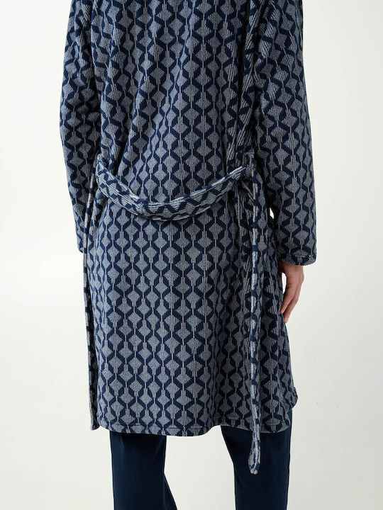 Vamp Χειμερινή Ανδρική Ρόμπα Fleece Blue