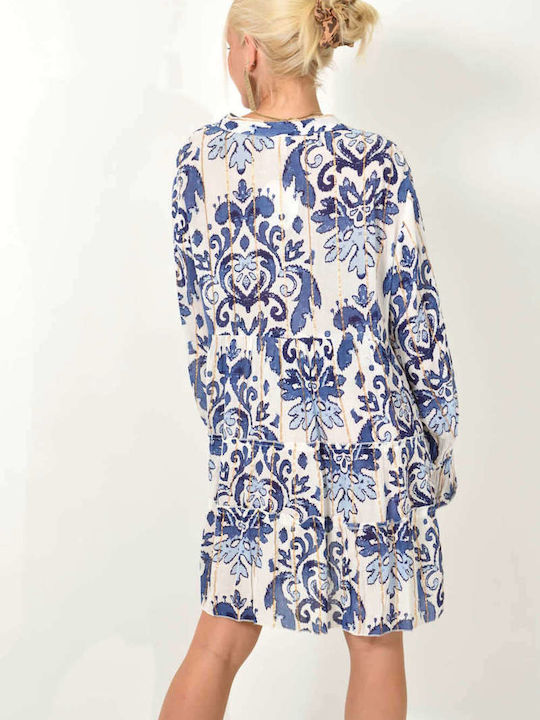 Potre Damen Mini Kaftan Strand Blue