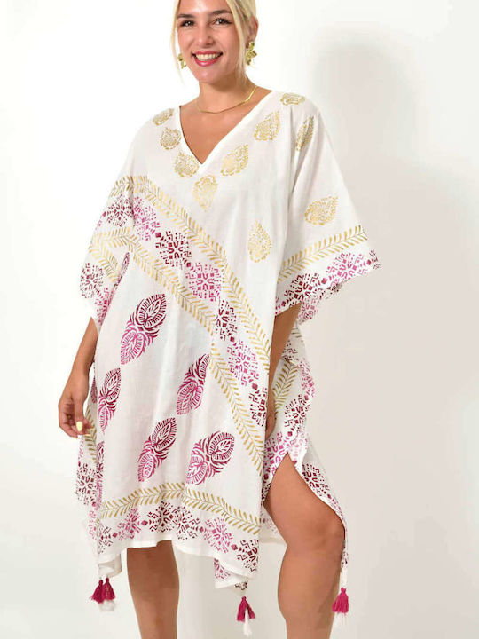 Potre Damen Kaftan Strand Fuchsia