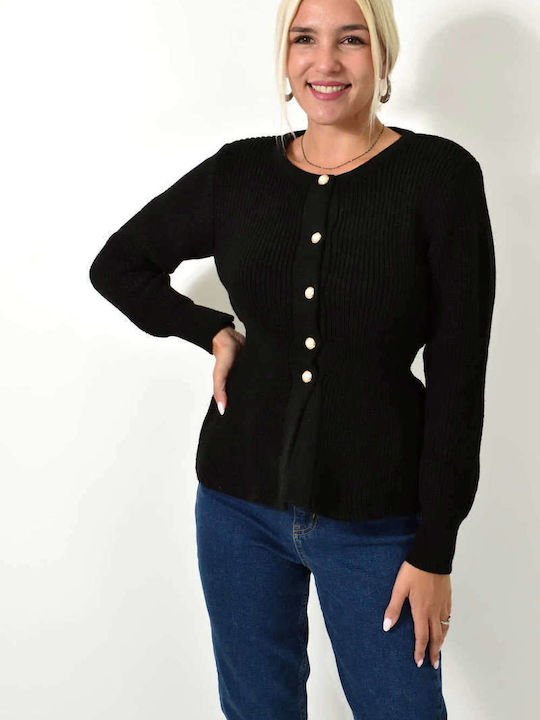 Potre Women's Knitted Cardigan with Buttons Black