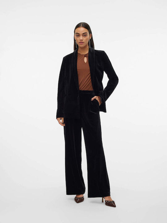 Vero Moda Γυναικείο Βελούδινο Σακάκι Μαύρο