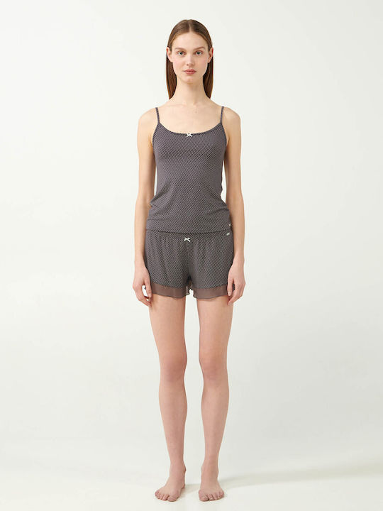 Women's T-Shirt with Spaghetti Strap Gray Mauve