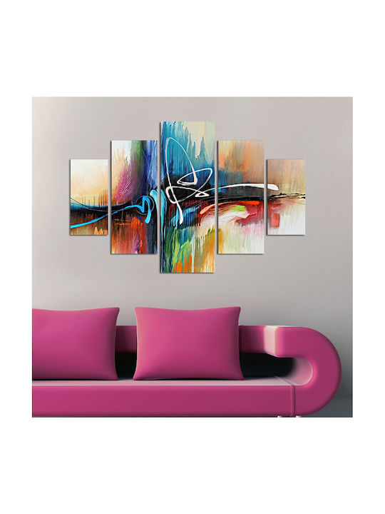 HomeMarkt Abstract Πεντάπτυχος Πίνακας Ξύλινος 56x92cm