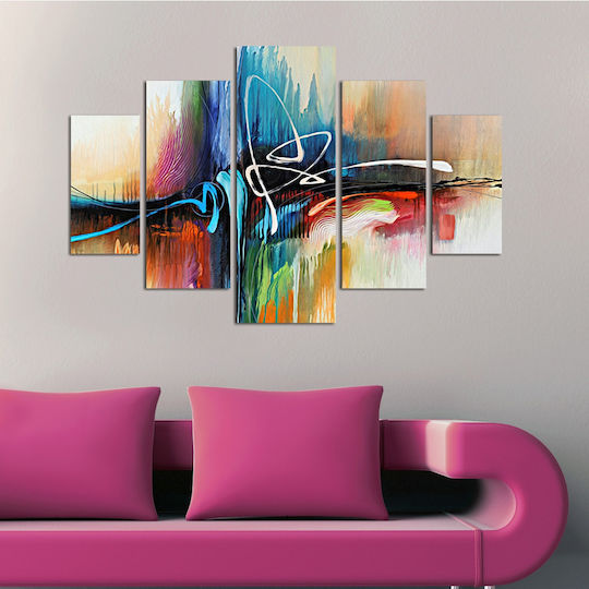 HomeMarkt Abstract Πεντάπτυχος Πίνακας Ξύλινος 56x92cm