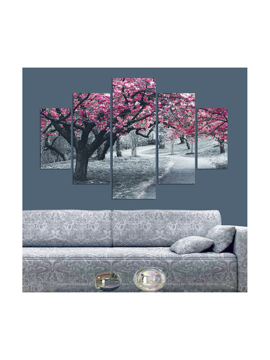 HomeMarkt Tree Fivefold Painting on Canvas 56x82cm