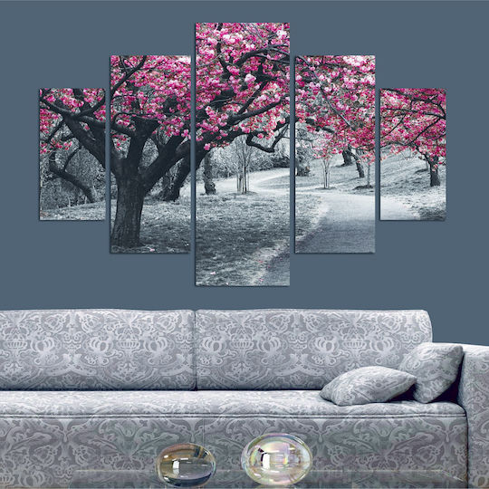 HomeMarkt Tree Fivefold Painting on Canvas 56x82cm