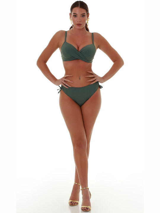 Underwire Bikini Bra with Adjustable Straps Khaki