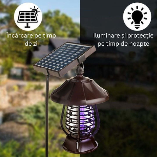 Lampă Solară de Grădină Anti-insecte Țânțari Muște UV LED Material ABS 5W Putere 1.2V 8 Ore Autonomie 2 Moduri de Operare IP65 Șoc Electric 380 Volți 30 x 19.5 cm Mare
