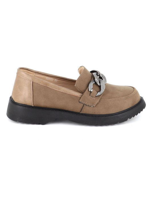 B-Soft Leather Women's Loafers in Beige Color