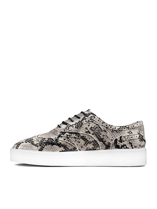 Clarks Women's Hero Brogue Snake Silver Leather Shoes