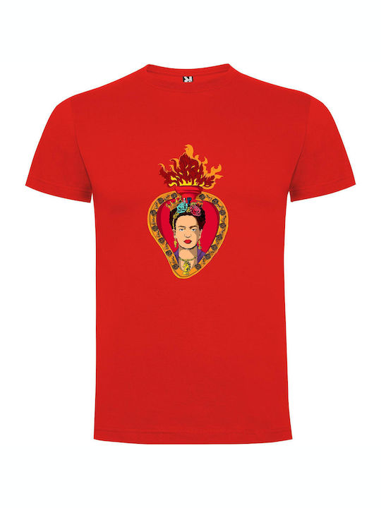 Regal Frida: Transcendent Art T-shirt Frida Kahlo Κόκκινο Βαμβακερό