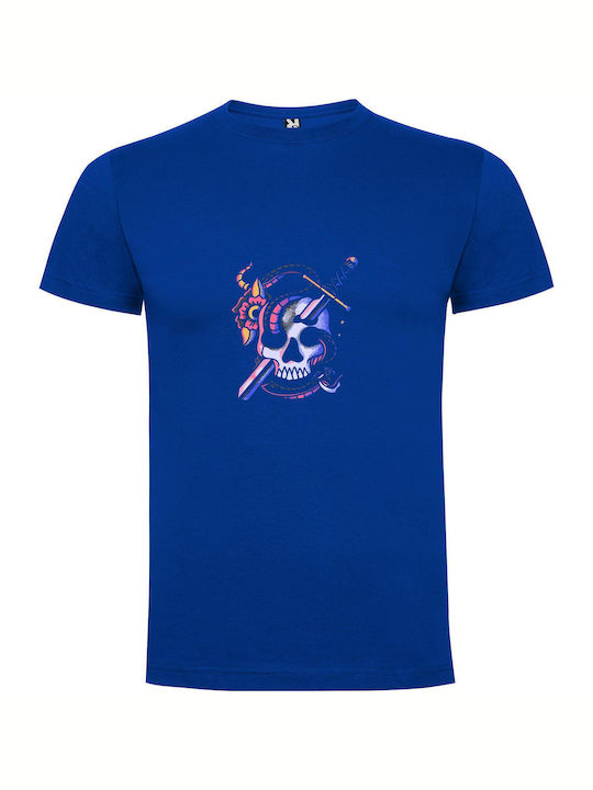 Dark Rock's Fantasy Design T-shirt Blue Cotton