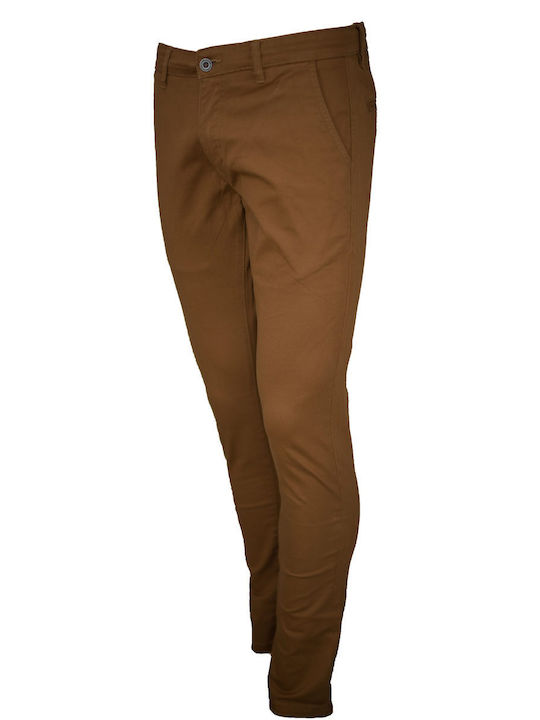 Frankie Denim Pantaloni pentru bărbați Chino cu Croială Slim Tabac Brown