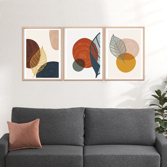Megapap Circles Triplu Tablou Lemn 50x70cm