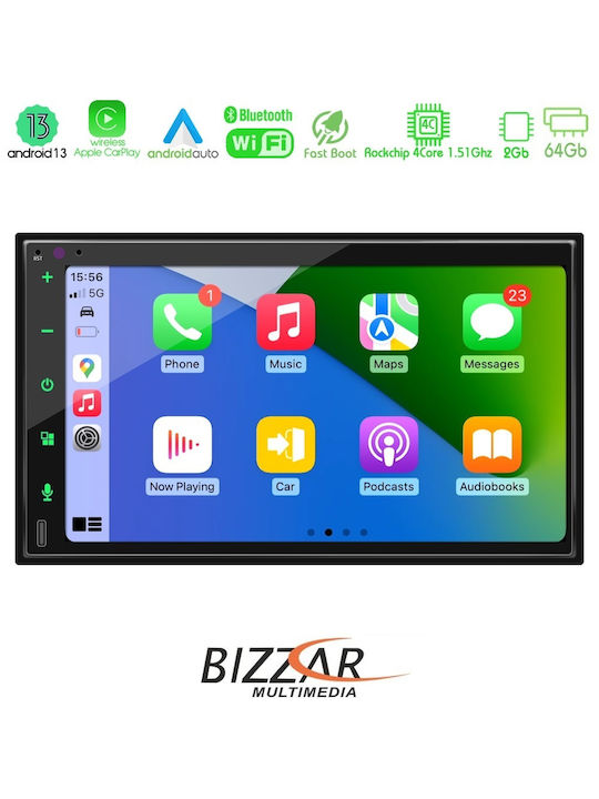 Bizzar Автомобилна Аудио Система 2DIN (Блутут/USB/WiFi/GPS/Apple-Carplay/Android-Auto) с Тъчскрийн 6.9"