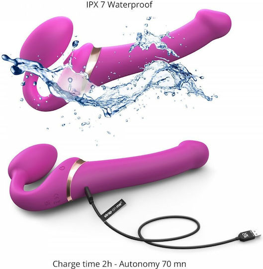 Strap On Me Trägerlos Strap On mit Dildo mit Vibration in Rosa Farbe