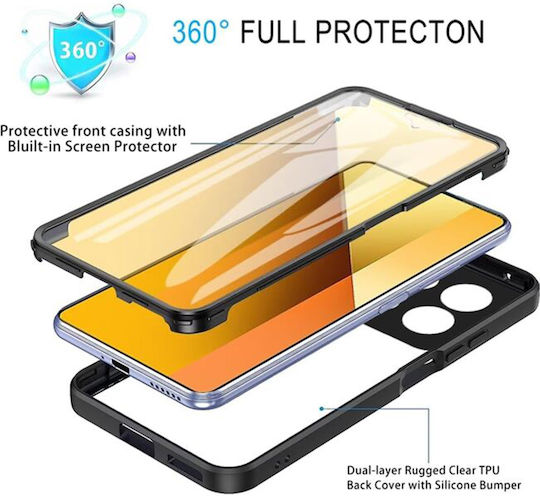 Techsuit ColorVerse 360 Full Cover Tempered Glass Σετ με Τζαμάκι Μαύρο (Poco X6 Pro)