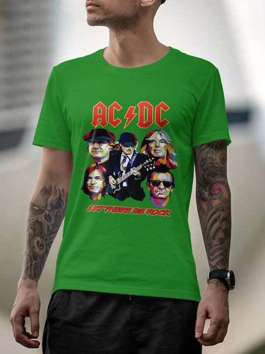 Ac/dc Poster T-shirt AC/DC Green Cotton