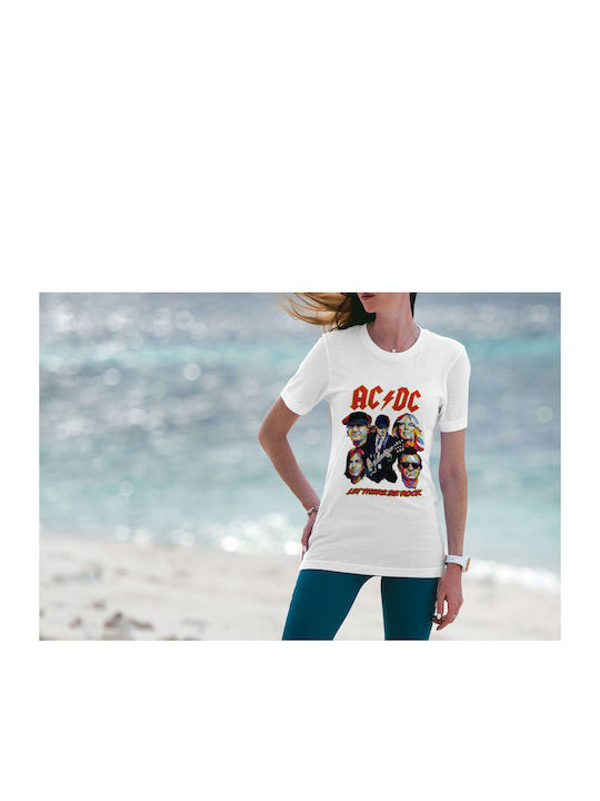 Ac/dc Poster Tricou AC/DC Alb Bumbac