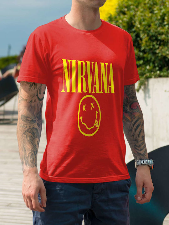 T-shirt Nirvana Rot Baumwolle