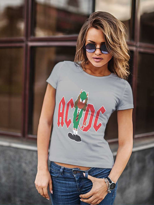 Cartoon Devil Tricou AC/DC Gri Bumbac