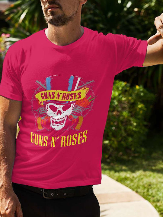 Poster T-shirt Guns N' Roses Fuchsia Cotton