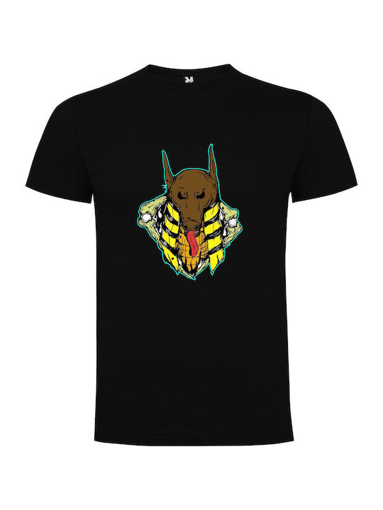 Anubis' Stylish Canine Elegance T-shirt Black Cotton