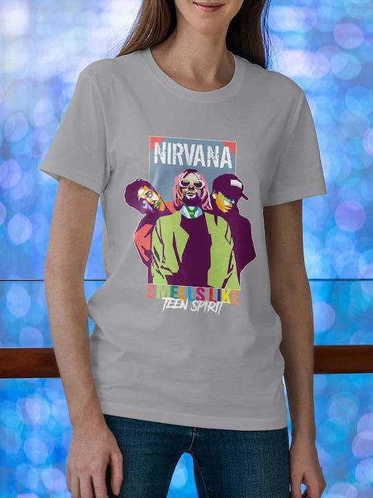 Poster T-shirt Nirvana Γκρι Βαμβακερό