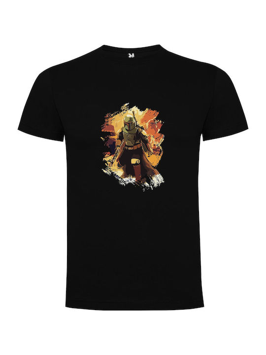 Legendary Mandalorian: Digital Art T-shirt Star Wars Black Cotton