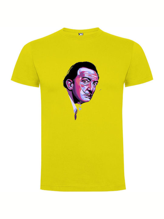 Dapper Dali's Stylish Portrait T-shirt Yellow Cotton