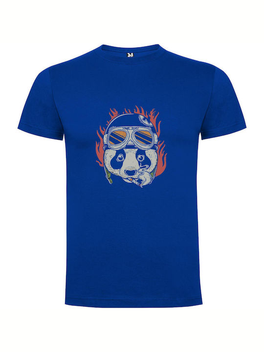 Cosmic Smogpunk Panda T-shirt Blue Cotton