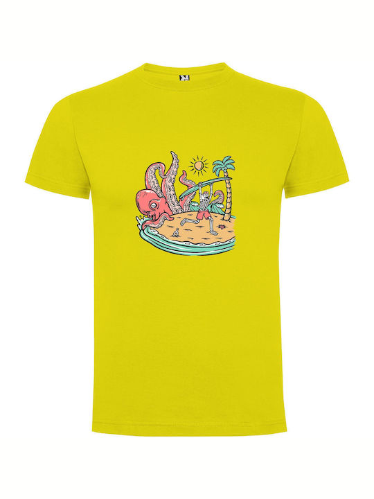 Creatures Unleashed: Illustrated Encounter T-shirt Yellow Cotton