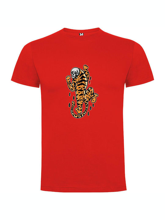 Skulltiger T-shirt Red Cotton