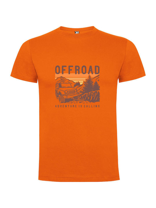 Forest Trail Adventure: Jeep T-shirt Orange Cotton